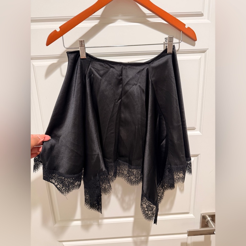Black Lace Hem Mini Skirt